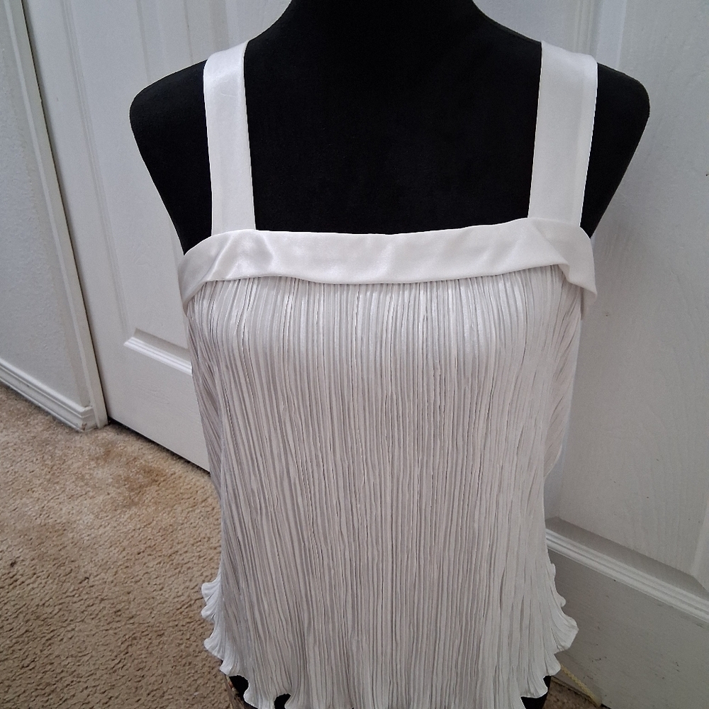 Vintage Hal Ferman Finely Pleated Top With Satin Detail    Size 14